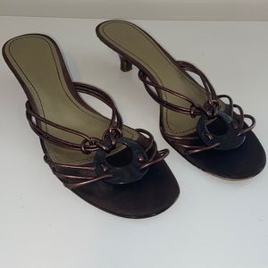 Bandolino Issa Bronze Leather Kitten-heel Sandal